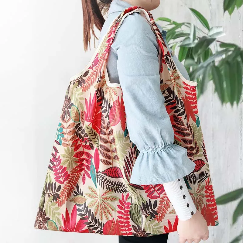 Foldable Big Size Thick Magic style Nylon Large Tote ECO Reusable Polyester Portable Shoulder Handbag Folding Pouch Shopping Bag