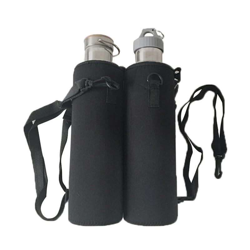 1000ML Black Shoulder Strap Water Bottle Cover Bag Pouch Strap Neoprene Water Bottle Carrier Insulated Bag Pouch Holder