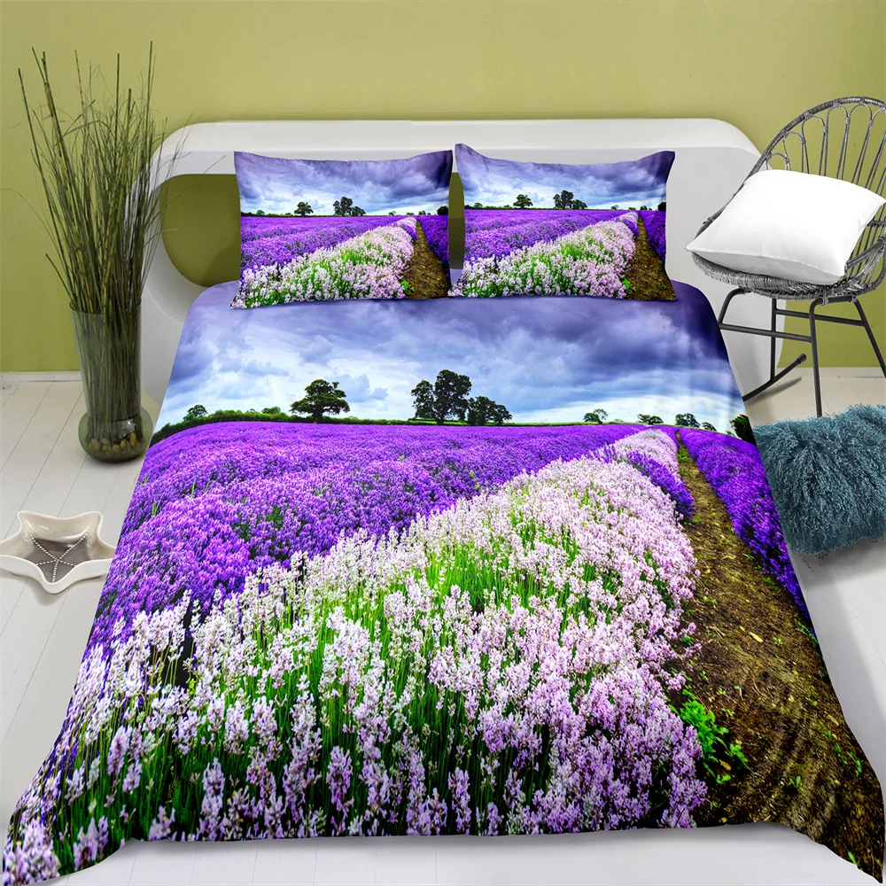 100% Polyester Flower Plant Duvet Cover Set with Pillowcase Boys and Girls Bedding Set Comforter Bedding Sets