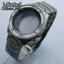 Miuksi 42mm silver sterile watch case sapphire glass black blue green red chapter ring fit NH35 NH36 movement