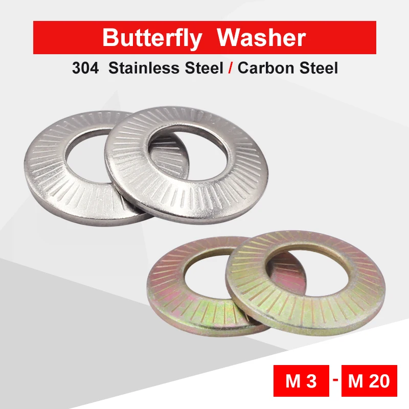 

Butterfly Washers Lock Washer With Teeth M3-M20 304 Stainless Steel Carbon Steel Color Zinc Plated Saddle-shaped Non-slip Gaske