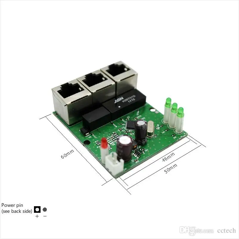 Interruptor rápido mini ethernet de 3 puertos, conmutador de red rj45 de 10/100mbps, módulo pcb hub, placa para Módulo de integración de sistema