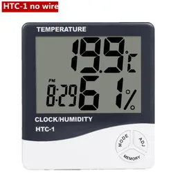 HTC-1 HTC-2 Digital Temperature Humidity Meter Electronic LCD Indoor Outdoor Thermometer Hygrometer Weather Station Clock