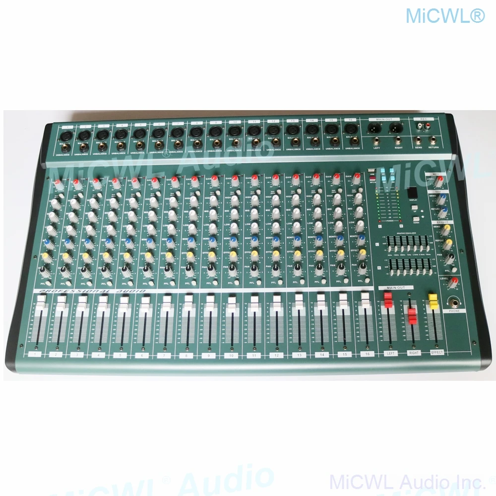 MiCWL-16 채널 오디오 믹서 레코드 믹싱 콘솔, USB, DSP 효과, 전문 USB, 48V 스테레오, EQ