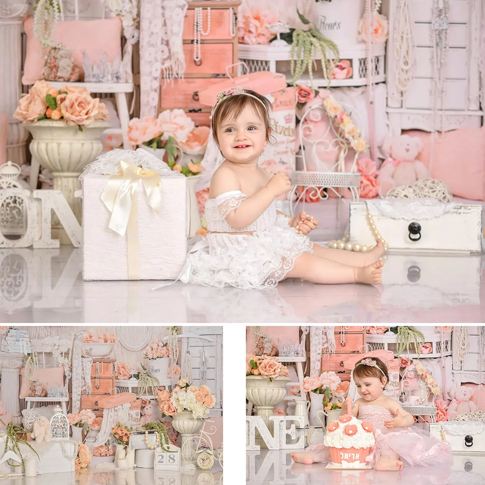 

Spring Floral Newborn Bunny Portrait Backdrop Flowers Baby Girl 1st Birthday Cake Smash Background Rose Wedding Photocall Boda