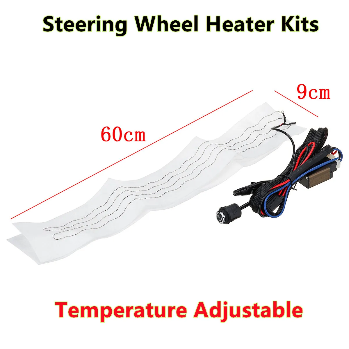 Temperature Adjustable 6 Gear Round Switch Universal Flocking Heating Cloth Car Steering Wheel Heater Kits Car Heat Pads