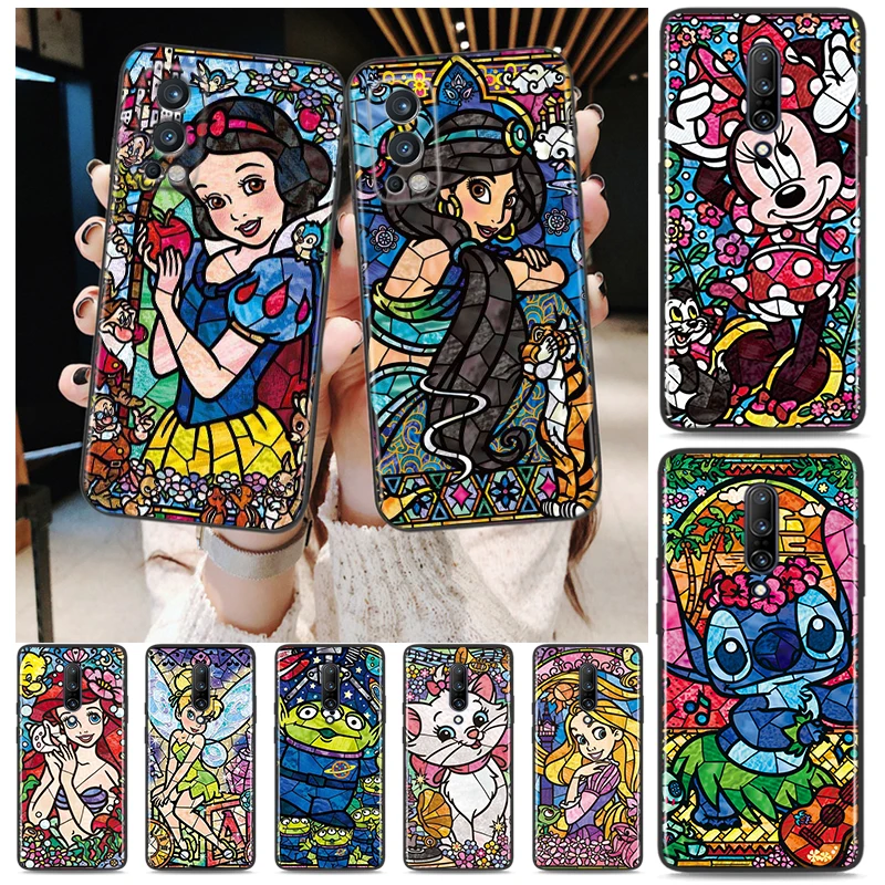 Disney Mosaic Stitch Princess For OnePlus 9 9R Nord CE 2 N10 N100 8T 7T 6T 5T 8 7 6 Pro Plus 5G Silicone Black Phone Case Cover