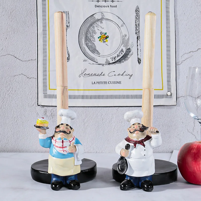 Chef Paper Towel Holder Resin Double-Layer Tissue Storage Figurines Creative Home Kitchen Cake Shop Restaurant Crafts Decoration