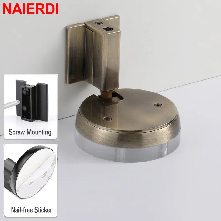 NAIERDI Adjustable Door Stopper Windproof Mechanical Self-Locking Door Stop Heavy Duty Zinc Alloy Door Holder Catch Hardware - Image 3