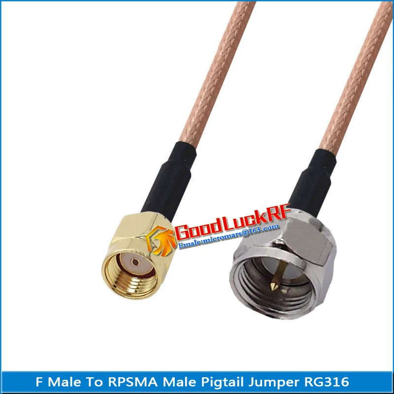 1X Pcs F Male to RPSMA RP-SMA RP SMA Male Plug Coaxial Type Pigtail Jumper RG316 Cable 50 ohm Low Loss High-quality F to RPSMA