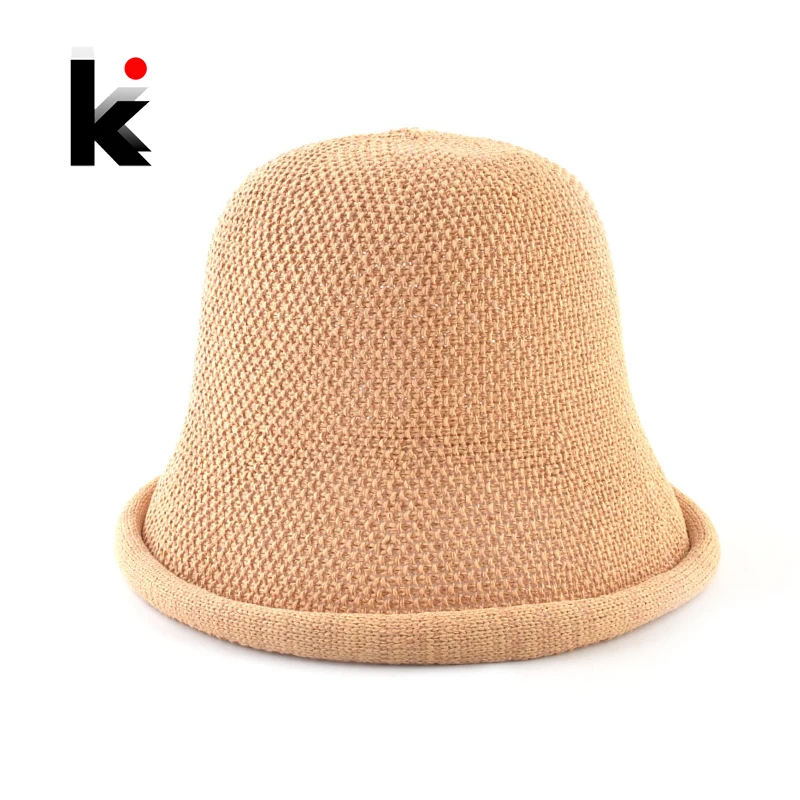 Beach Sun Cap Women Summer Outdoor Breathable Straw Hats Ladies Solid Color Foldable Floppy Hat Panama Brim Visor Sun Gorras