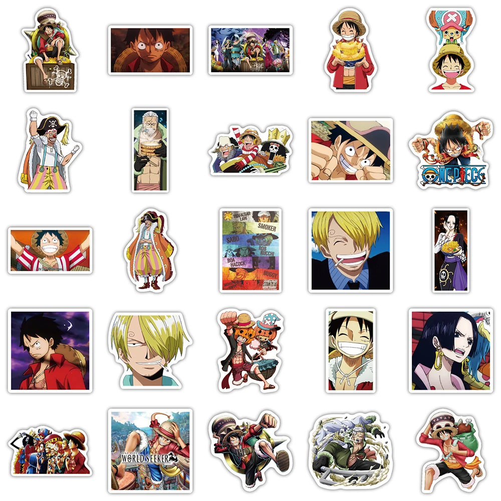 10/30/50PCS Anime One Piece Cartoon Stickers Graffiti Car Motorcycle Travel Luggage Guitar Waterproof Cool Decals Kid Sticker