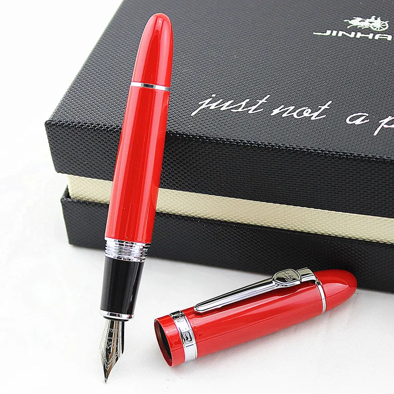 Jinhao 159 Fountain Pen Hadiah Set Mewah Bisnis Logam Stainless Steel Warna Klip Medium Nib Kantor Tanda Tangan Sekolah