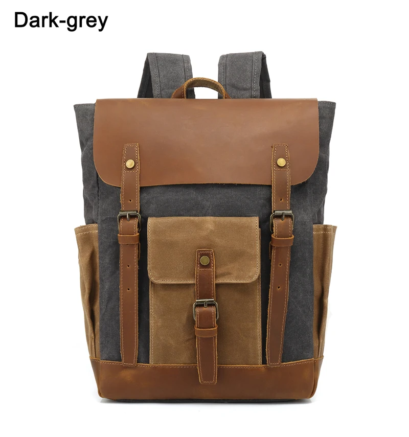 خمر مقاوم للماء مشمع قماش حقيبة جلدية للمراهقات موضة حقيبة مدرسية الرجال حقيبة الظهر الذكور على ظهره حقيبة كبيرة