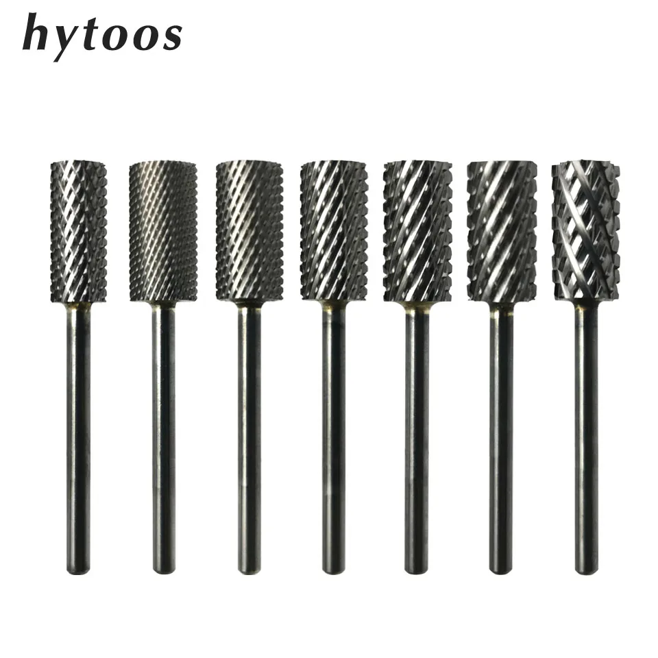 HYTOOS Large Barrel Bits 3/32 Carbide Nail Drill Bit Milling Cutter For Manicure Drills Accessories Gel Remove Tool