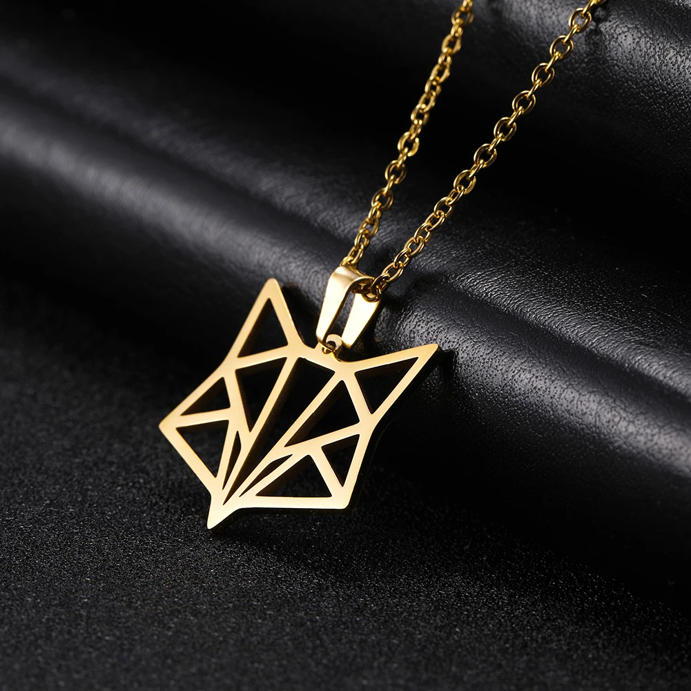 Skyrim Goldfarbenes Amulett Fuchs Tier Anhänger Halskette Edelstahl Statement Choker Kette Schmuck Accessoire für Frauen – Detail 9