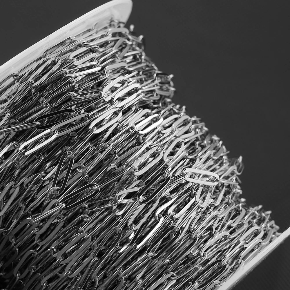 1 Meter Edelstahl-Flachkette, ovale Gliederkette, DIY-Geldbörsenkette, Halskette, Schmuckherstellung, Bastelzubehör – Detail 6