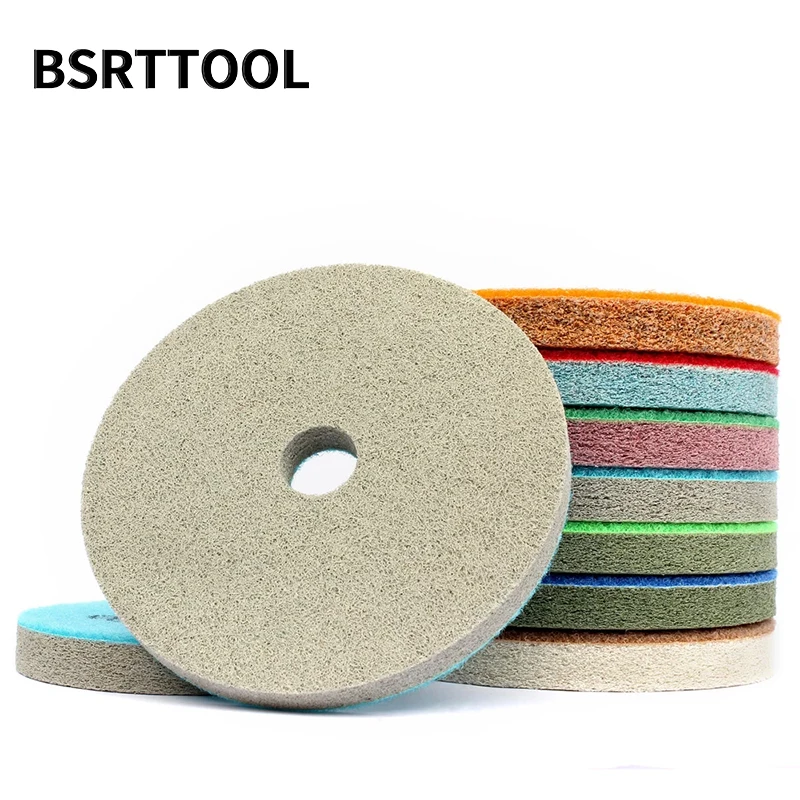 BSRTTOOL 5 Inch 7Pieces Sponge Diamond Polishing Pad For Marble Granite Concrete Floor Polishing Grinding