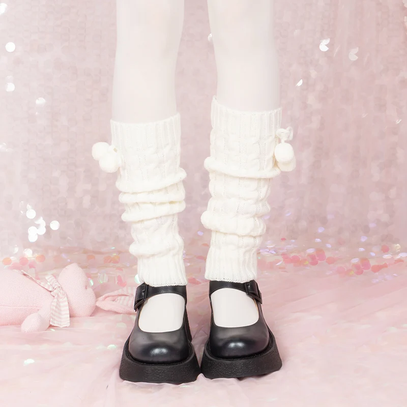 Japanese College Wind of Autumn and Winter Girl  Thickened Wool JK Lolita  Ball Knee kawaii Lolita socks women funny socks