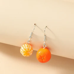 Pendientes colgantes de fruta naranja para mujer, aretes inusuales, regalo de joyería, acero inoxidable, 2024