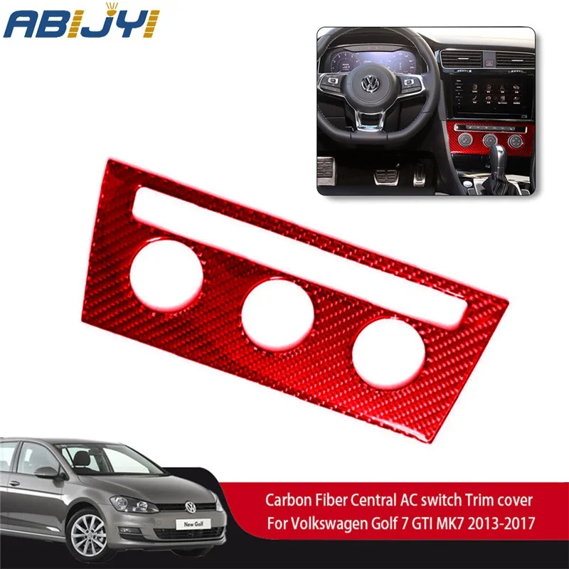 

For VW Golf 7 GTI MK7 2013-2017 Car Accessories Interior Carbon Fiber Red Stickers Air Conditioning Panel Decoration