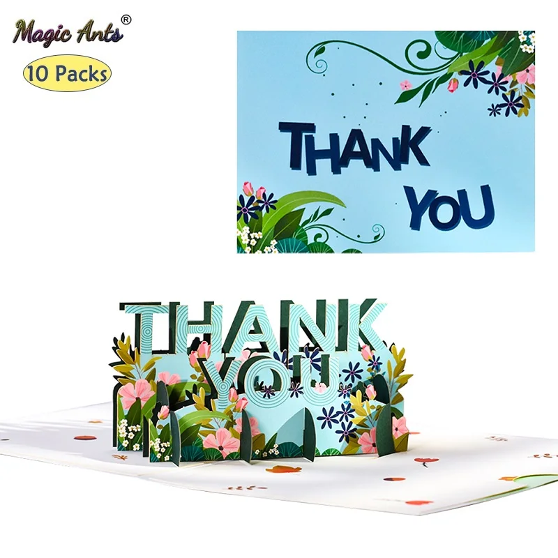 

10 Pack Pop-Up Thank You Card 3D Mothers Day Fathers Day Greeting Cards for All Occasions Thanksgiving Day Business Wholesale