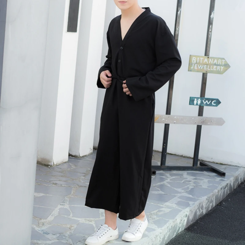 Influx male spring and autumn nine pants wide leg pants loose 9 points tooling jumpsuit jumpsuit V-neck hip-hop skirt pants