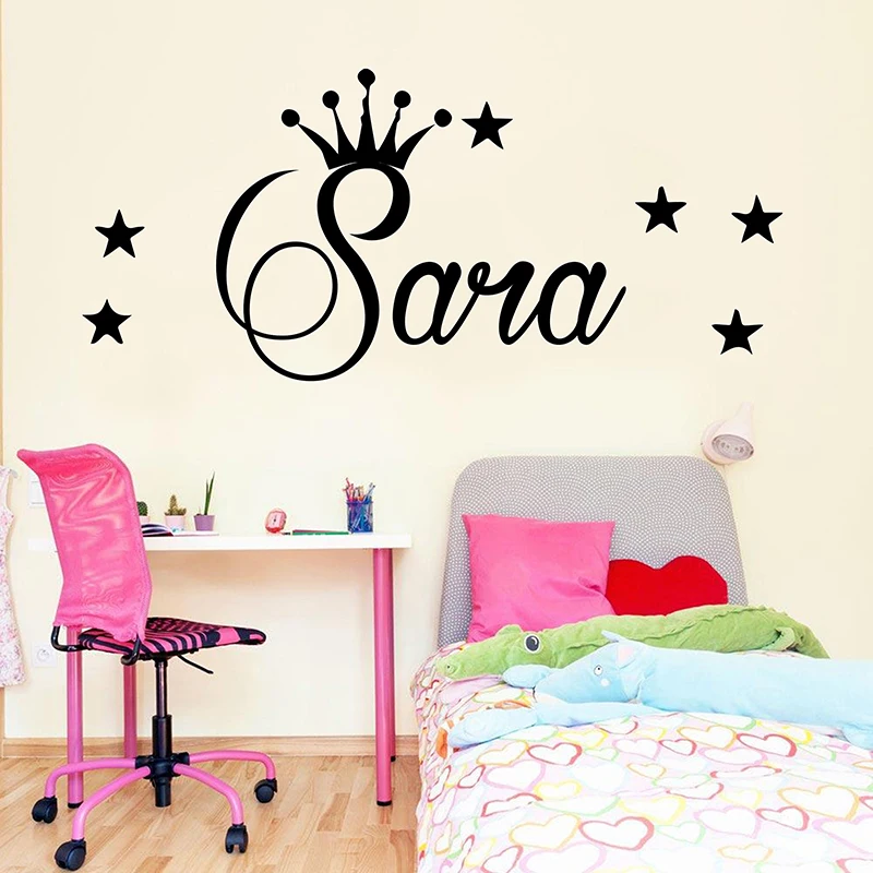 Baby Kids Room Name Customizde Vinyl Wall Sticker Personalised DIY PVC Decals Kids Girls Boys Room Decoration Art Mural G1016