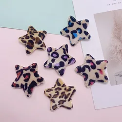 35 sztuk/partia 4.8CM czuł Leopard Star wyściełana aplikacja na ubrania kapelusz akcesoria do szycia DIY akcesoria do włosów akcesoria łatki