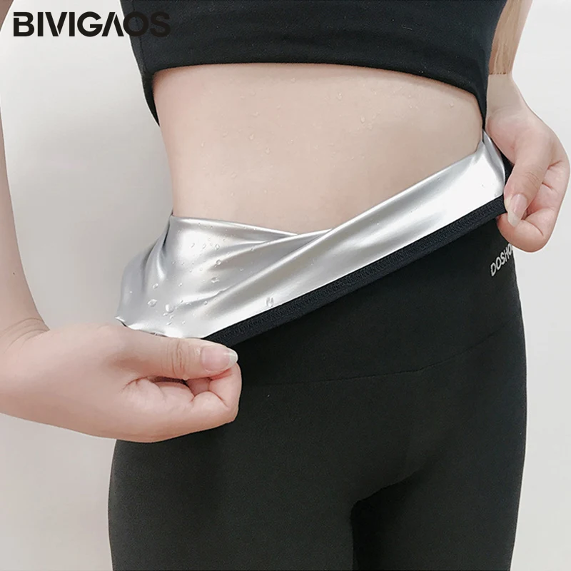 BIVIGAOS Sport Sweat Leggings Women High Waist Belly Fat Burning Fitness Leggings Pants Black Body-hugging Leggings Waist Shaper