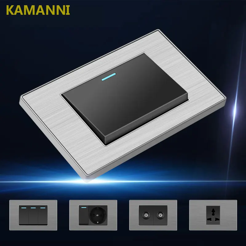 KAMANNI Stainless Steel US/Australia Type 118 Wall Light Switch Panel, Free Combination Of Function Key Frames