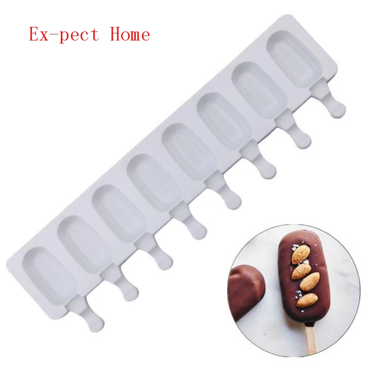 

New 40pcs/lot 8 Hole Silicone Ice Cream Mould Ice Cube Tray Popsicle Barrel Diy Mold Dessert Ice Cream Mold