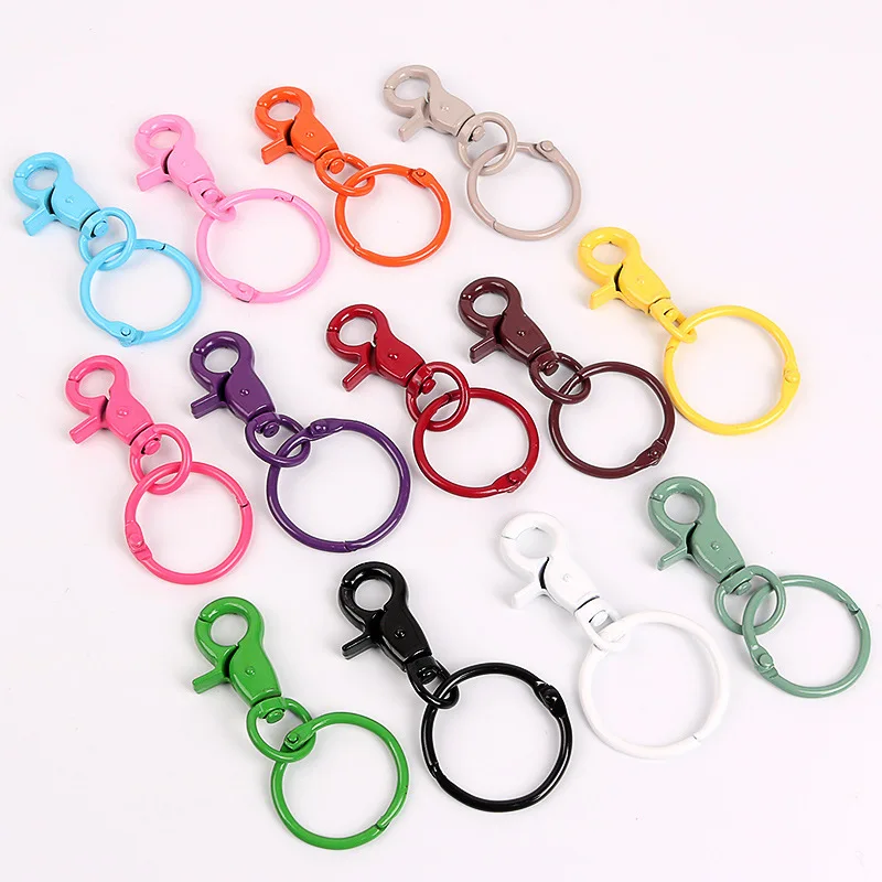 Potosala 30mm Keyring Key Chain Fashion Paint Colors Plated 70mm Keychain Keyrings Plated Lobster Clasp Keychain Making 10Pcs