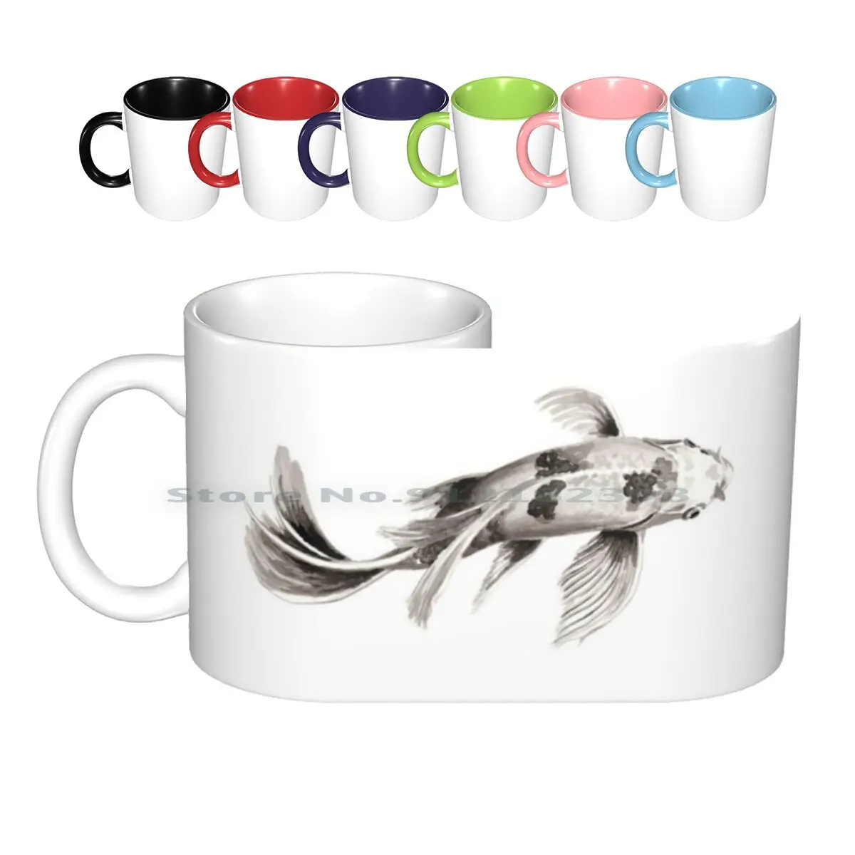 Koi Fish Ceramic Mugs Coffee Cups Milk Tea Mug Koi Koi Fish Pretty Fish Pond Fish Pond Fish Swimming Fish Swimming Calm