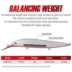 Jerkbait Noeby hundidor 137mm 41g – Agua salada