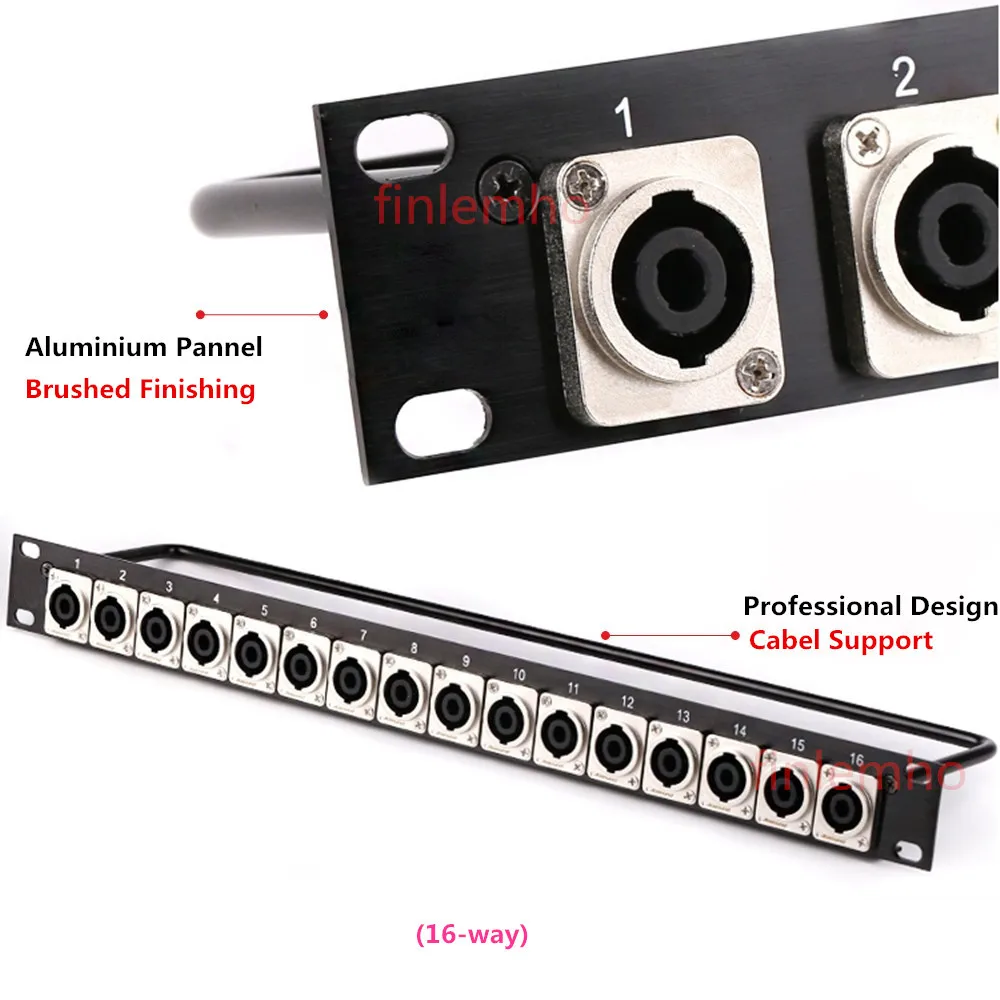 Stojak na Panel krosowy 8 12 16 sposób SpeakOn podwozie złącze 1U skrzynia transportowa do montażu na profesjonalny głośnik kabel Audio wtyk męski