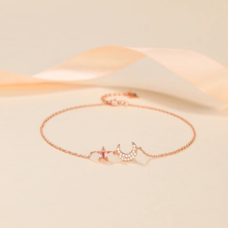 

MIQIAO Stars Moon Leg Chain Female Women Jewelry Fashion Sterling Silver Ankle 925 Decoration On Foot Rose Gold Color 21 CM