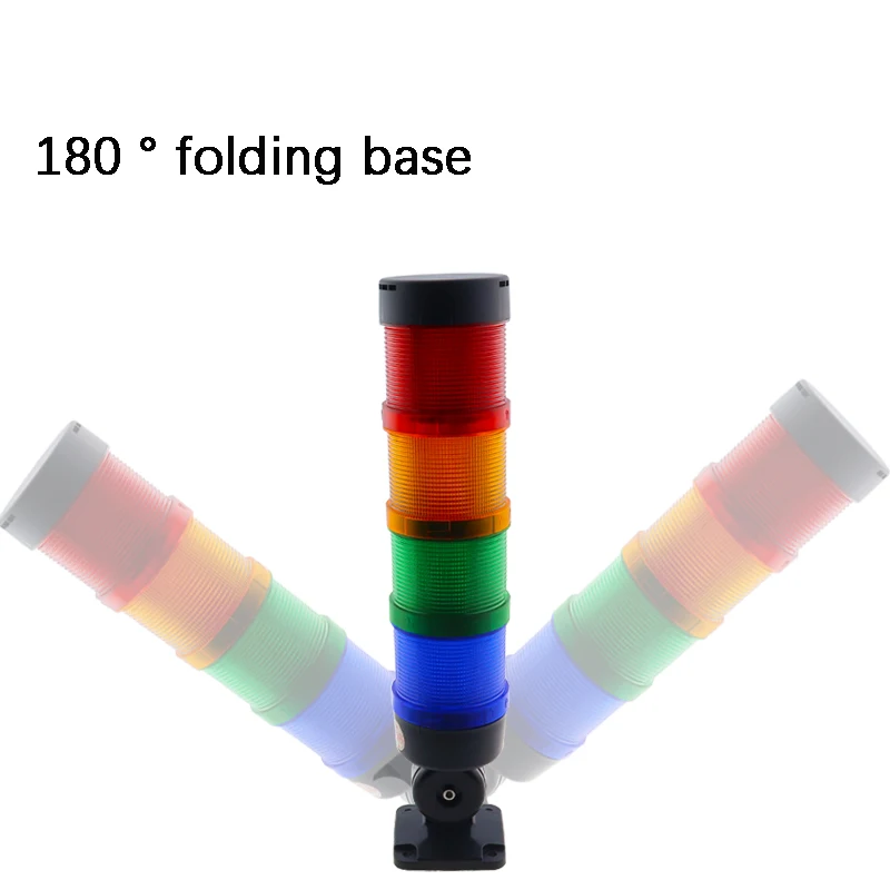 IP65 Stack Lamp Industrial Emergency Light Foldable Base LED Warning Light Tower DC12V/24V AC110V/220V/380V with Buzzer