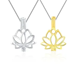 CLUCI 3pcs 925 Sterling Silver Pendant Lotus Flower Pearl Locket Silver 925 Lotus Flower Charm Pendant for Women Jewelry SC011SB