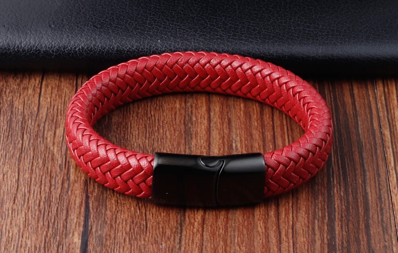 Multi-layer Small Accessories Combination red Colors Selection Stainless Steel Men\'s Leather Bracelet Handsome Boy Simple Gift