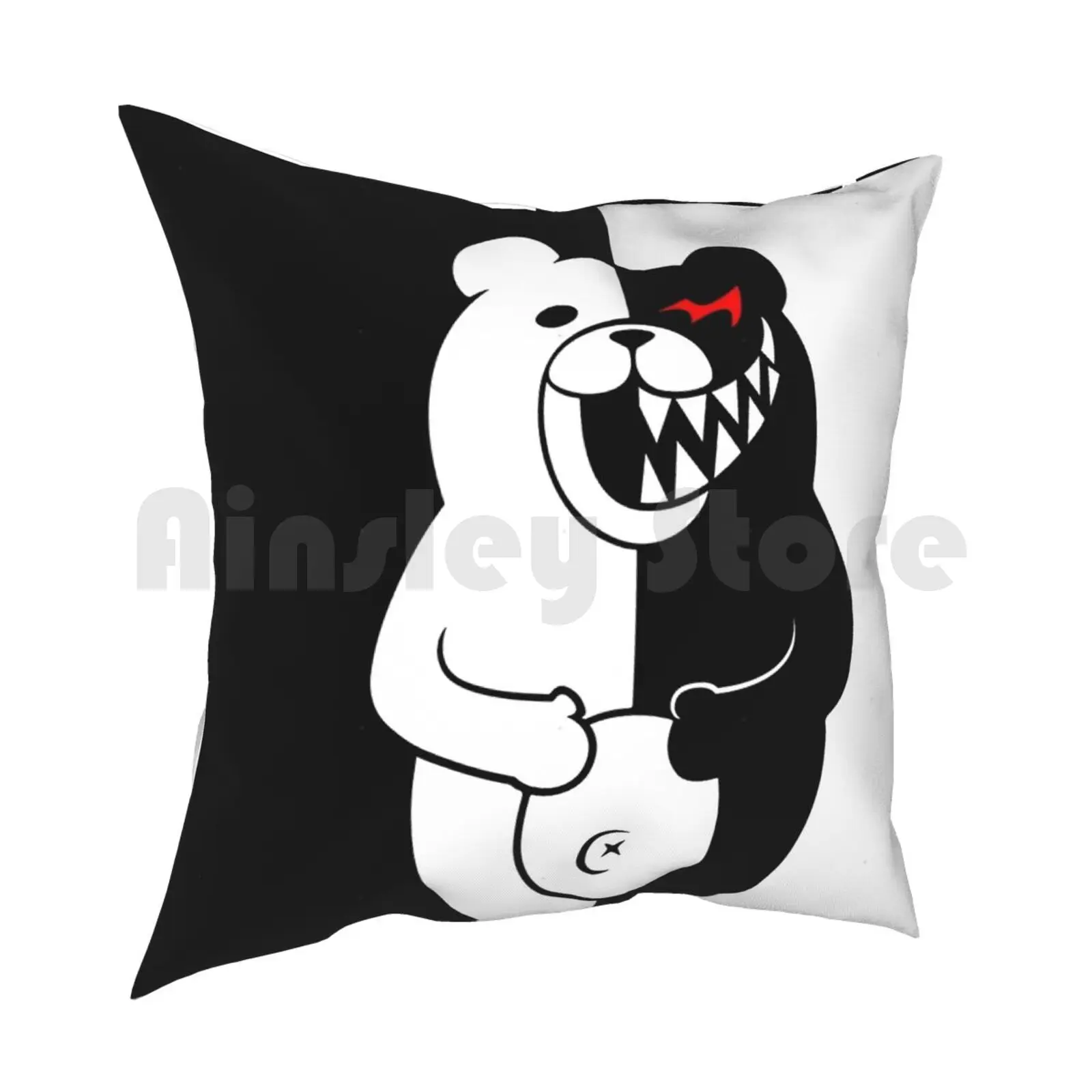 Danganronpa Monokuma Pillow Case Printed Home Soft DIY Pillow cover Danganronpa Monokuma Anime Bear Black White Despair