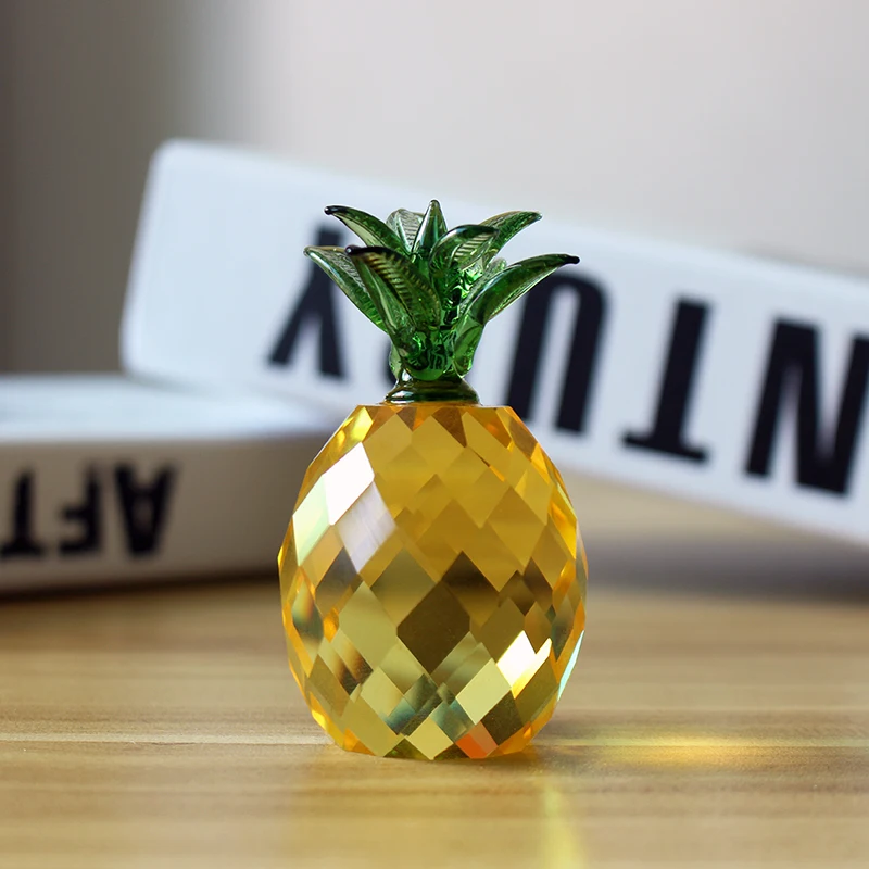 Miniature Crystal Pineapple Paperweight Glass Fruit Model Figurines Office Home Wedding Decoration Accessory Kids Birthday Gifts