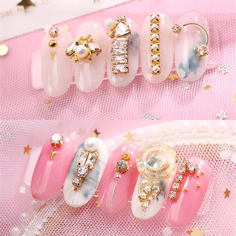 10cm High Quality Zircon Rhinestone Chain Gold Bottom Shiny Crystal Close/Sparse Chain Jewelry Accessories DIY Nail Decoration