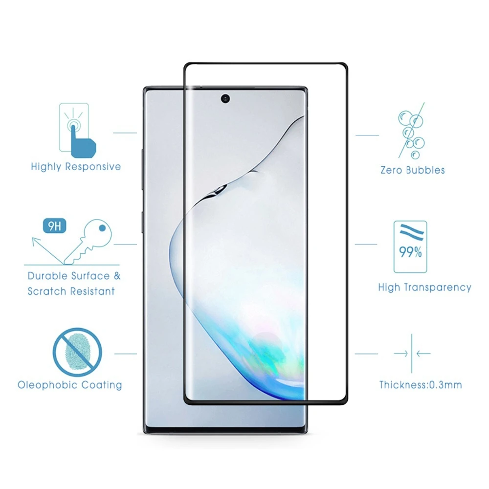 For Galaxy S10 5G 0.3mm 9H Surface Hardness 3D Curved Edge Glue Curved Full Screen Tempered Glass Film