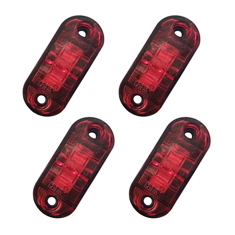 4PCS 2 Oval LED Universal Led light Side Marker Lights for Trailer Trucks Caravan Clearance Lamp Surface Mount 12V 24V