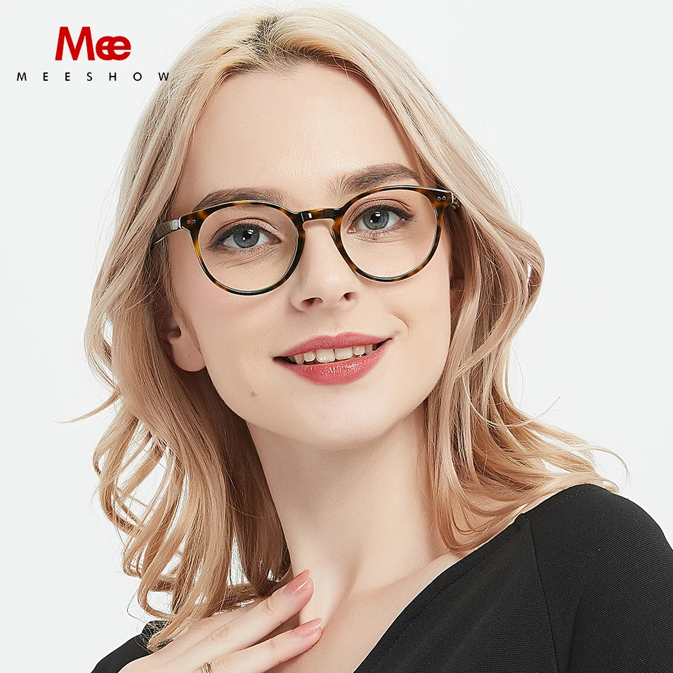 Meeshow Acetate Glasses Women Men Fashion Blue Light Blocking Eyeglasses Cat Eye stylish Computer Glasses for Women Myopia 1809