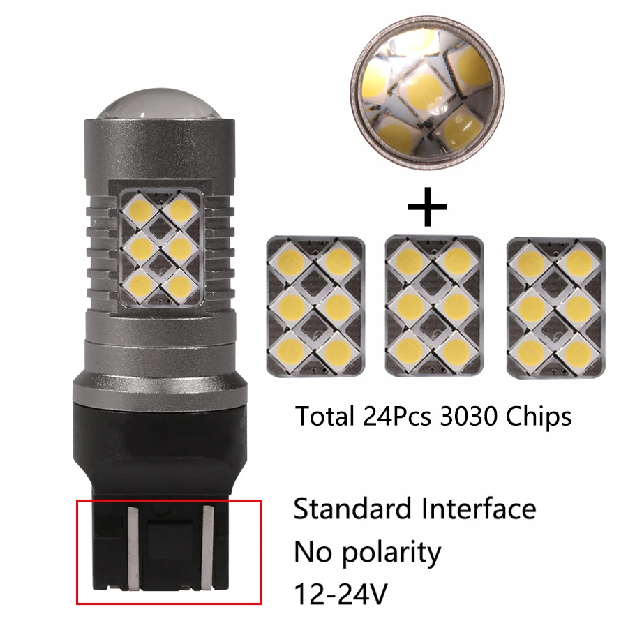 NHAUTP-Luzes diurnas super brilhantes, lâmpada DRL, lâmpada LED para Lada Kalina Vesta Granta, DHO Branco, 7443, T20, W21, 5W, 1Pc, 12V-24V