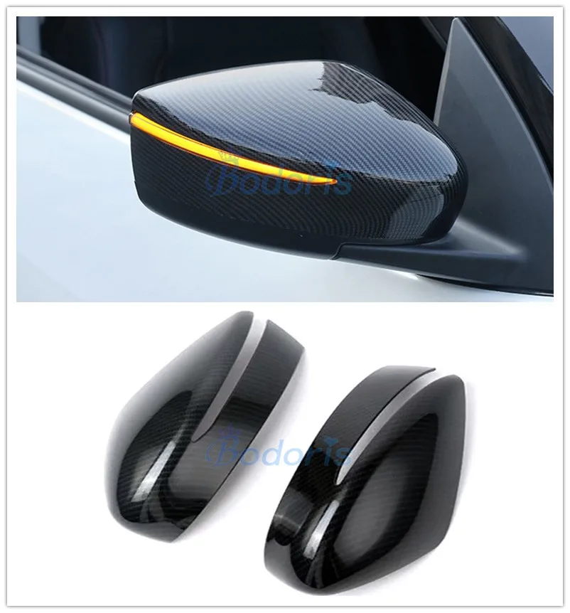 

For Nissan Kicks 2017 2018 2019 2020 2021 Carbon Fiber Color Side Mirror Cover Overlay Rearview Caps Shell Frame Accessories