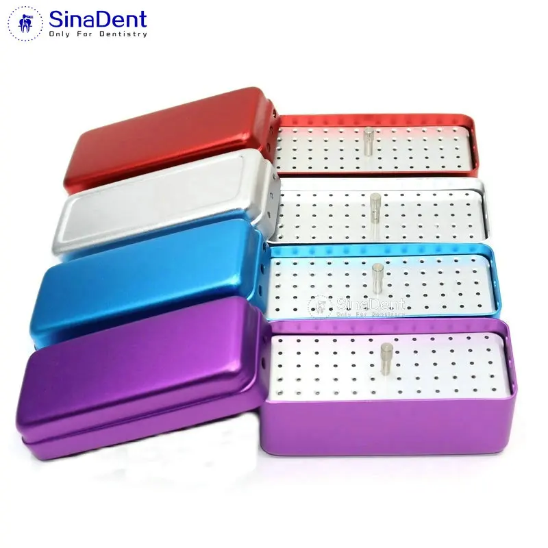 1Pcs Dental Disinfection Box 72 Holes Full Hole Endo Box Dental Diamond Bur Holder Autoclave Sterilizer Case Burs