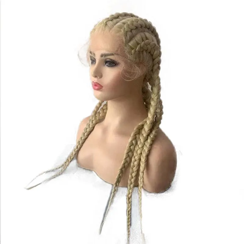 Sylvia 613color Synthetic Braid Lace Front Wigs With Baby Hair For Women 5Box Braid Hand-Made Blonde Braid Wigs Cosplay Wigs